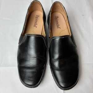 Bjorndal Black Leather Loafers Womens 8 Comfort Career Slip On Shoes Workwear